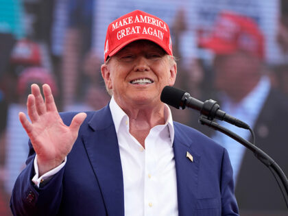 Republican presidential candidate, former President Donald Trump speaks at a campaign rall