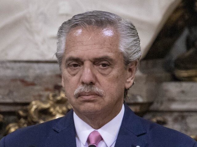 Alberto Fernandez, Argentina's president, during a news conference at the Casa Rosada