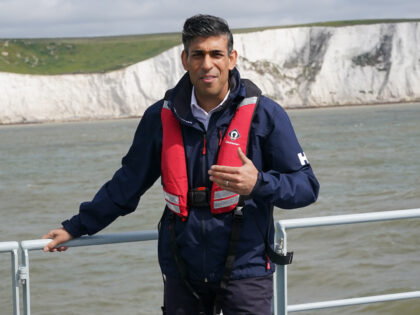 DOVER, ENGLAND - JUNE 05: Prime Minister Rishi Sunak onboard Border Agency cutter HMC Seek