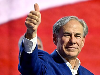 Greg Abbott, governor of Texas, during the Republican National Convention (RNC) at the Fis