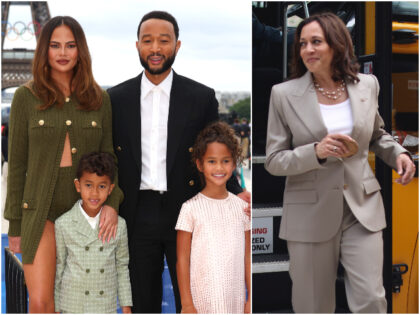 PARIS, FRANCE - JULY 26: Chrissy Teigen and John Legend attend with son Miles and daughter