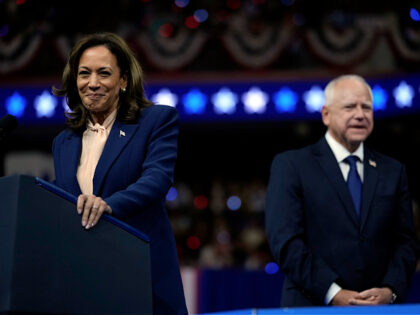 Democratic presidential nominee Vice President Kamala Harris and her running mate Minnesot