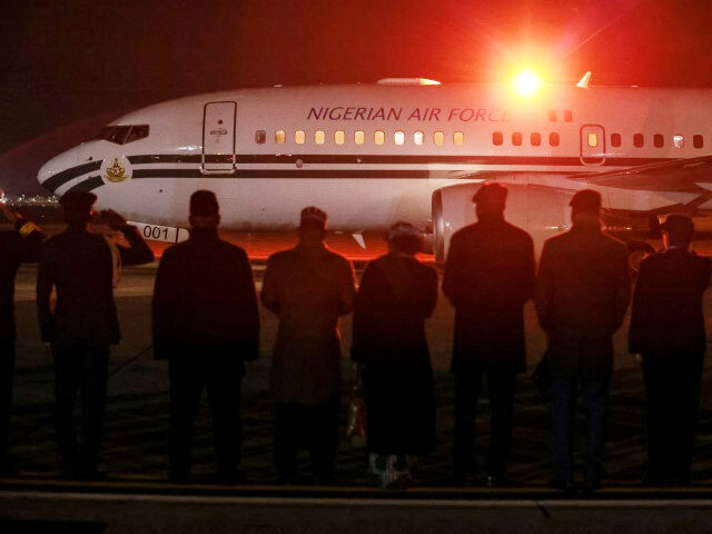 Nigerian President Muhammadu Buhari's plane arrives at Joint Base Andrews in Maryland