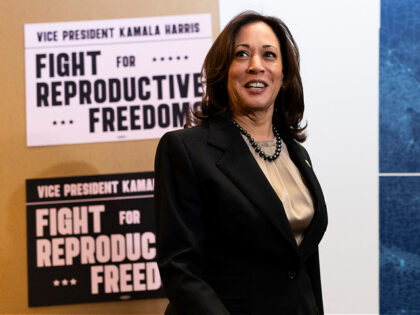 US Vice President Kamala Harris arrives to speak during her visit to a Planned Parenthood