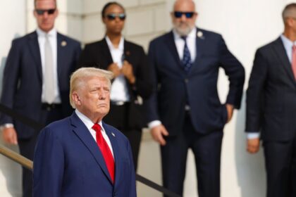 Republican presidential candidate Donald Trump during a visit to Arlington National Cemete